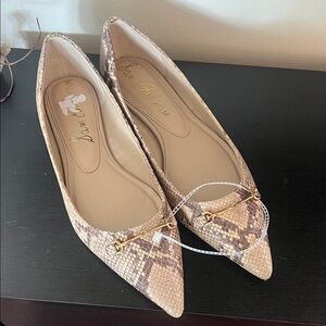 Sam Edelman Snakeskin Pattern Flats - Cream and Brown NEW